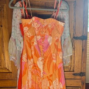 FARM Rio Orange and Pink Maxi Dress